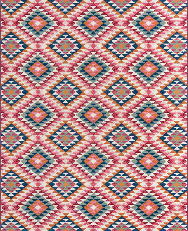 Multicolor 7' 10 x 10' Outdoor Southwestern Rectangle Area Rug Weather Resistant for Patio, Deck, Terrace, Balcony, Porch 100% Polypropylene Rustic Waterproof Carpet for Sale at Rug Engine