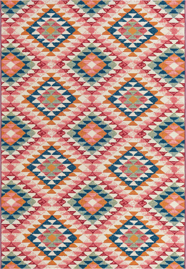 Multicolor 5' 3 x 8' Outdoor Southwestern Rectangle Area Rug Weather Resistant for Patio, Deck, Terrace, Balcony, Porch 100% Polypropylene Rustic Waterproof Carpet for Sale at Rug Engine