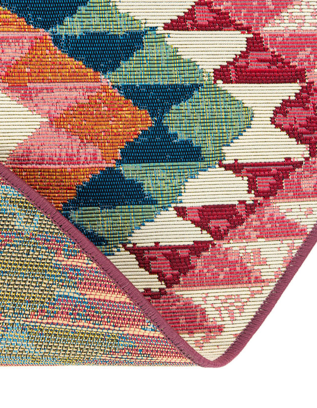 Multicolor 7' 10 x 7' 10 Outdoor Southwestern Round Area Rug Weather Resistant for Patio, Deck, Terrace, Balcony, Porch 100% Polypropylene Rustic Waterproof Carpet for Sale at Rug Engine