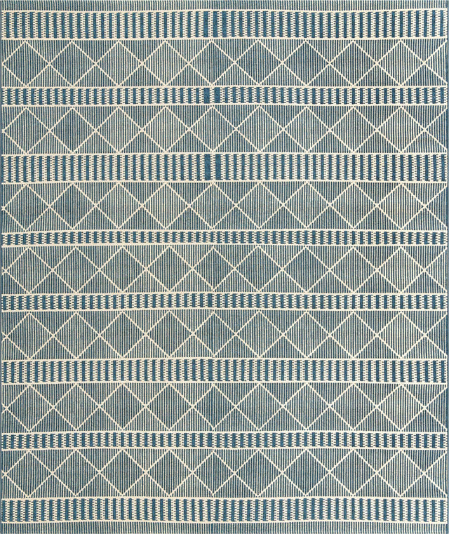 Blue 10' x 12' Outdoor Trellis Rectangle Area Rug Weather Resistant for Patio, Deck, Terrace, Balcony, Porch Geometric Design Water Safe Outside Carpet for Sale at Rug Engine