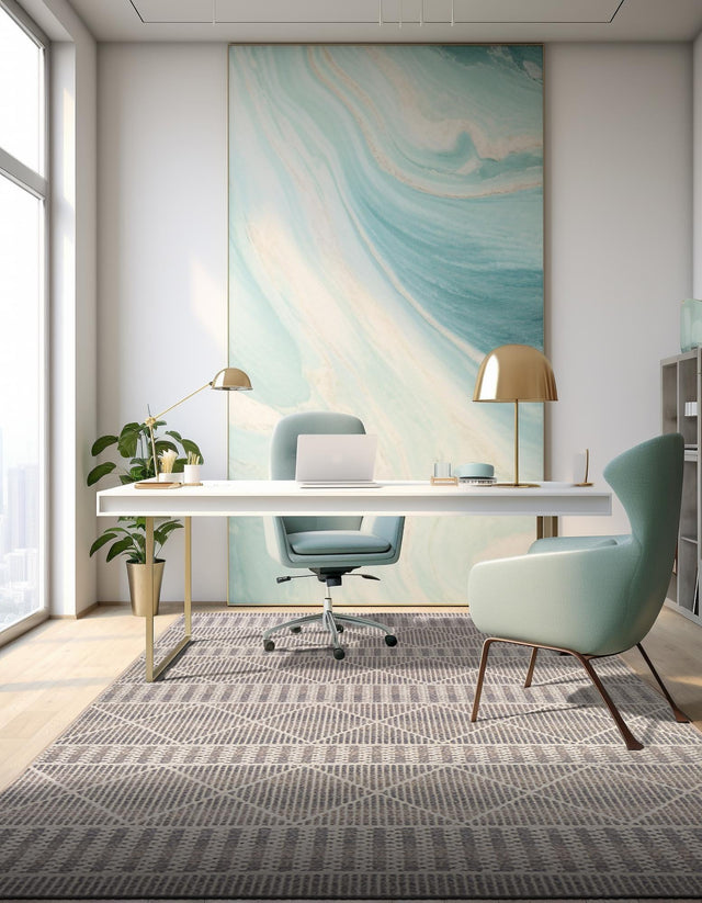 Gray 4' x 6' Outdoor Trellis Rectangle Area Rug Weather Resistant for Patio, Deck, Terrace, Balcony, Porch Geometric Design Water Safe Outside Carpet for Sale at Rug Engine