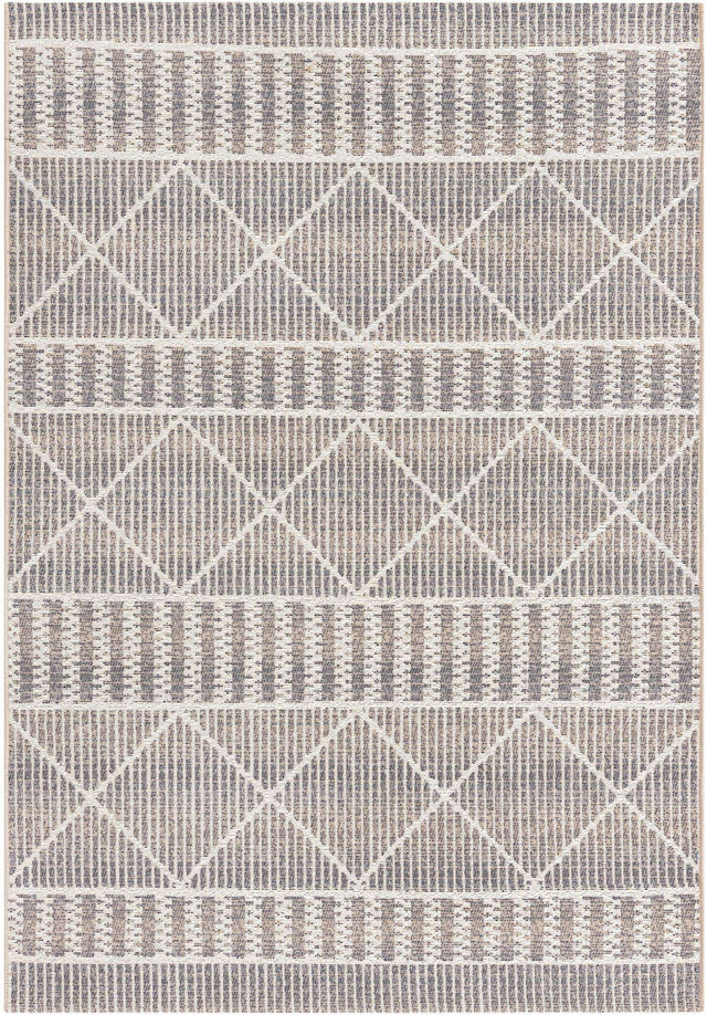 Gray 4' x 6' Outdoor Trellis Rectangle Area Rug Weather Resistant for Patio, Deck, Terrace, Balcony, Porch Geometric Design Water Safe Outside Carpet for Sale at Rug Engine