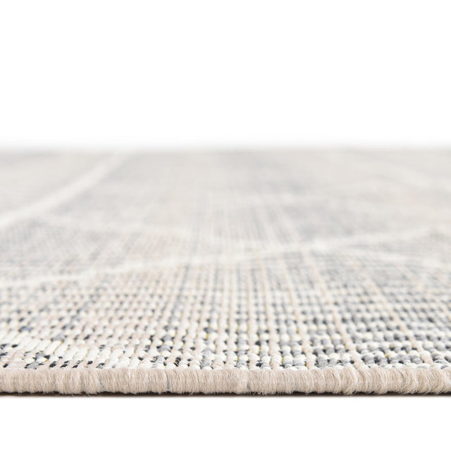 Gray 6' x 6' Outdoor Trellis Square Area Rug Weather Resistant for Patio, Deck, Terrace, Balcony, Porch Geometric Design Water Safe Outside Carpet for Sale at Rug Engine