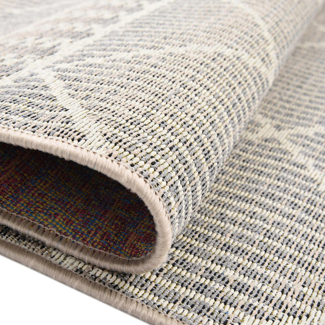 Gray 6' x 6' Outdoor Trellis Square Area Rug Weather Resistant for Patio, Deck, Terrace, Balcony, Porch Geometric Design Water Safe Outside Carpet for Sale at Rug Engine