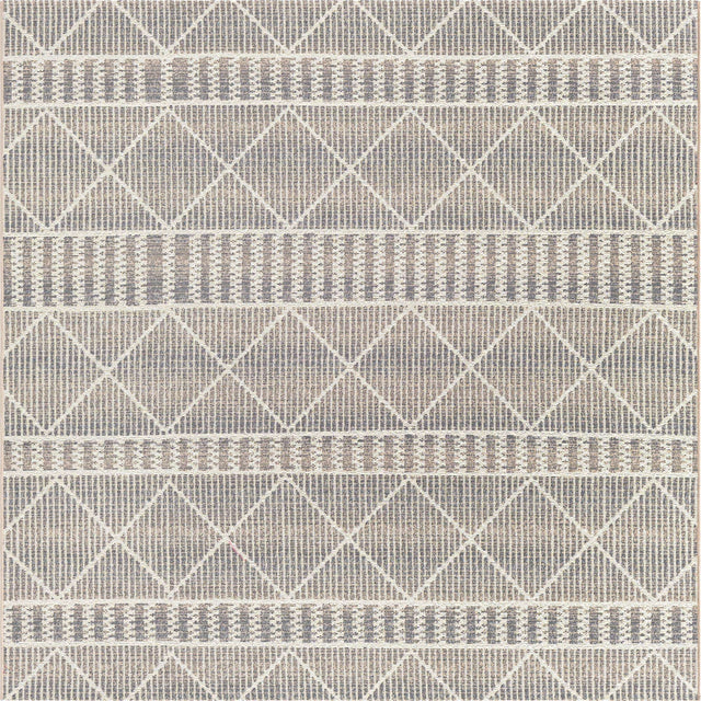 Gray 6' x 6' Outdoor Trellis Square Area Rug Weather Resistant for Patio, Deck, Terrace, Balcony, Porch Geometric Design Water Safe Outside Carpet for Sale at Rug Engine