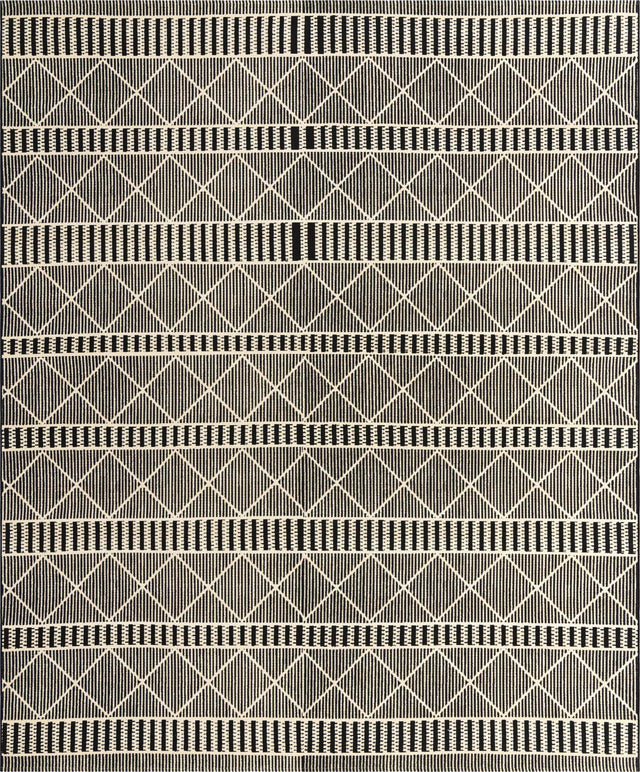 Black 10' x 12' Outdoor Trellis Rectangle Area Rug Weather Resistant for Patio, Deck, Terrace, Balcony, Porch Geometric Design Water Safe Outside Carpet for Sale at Rug Engine