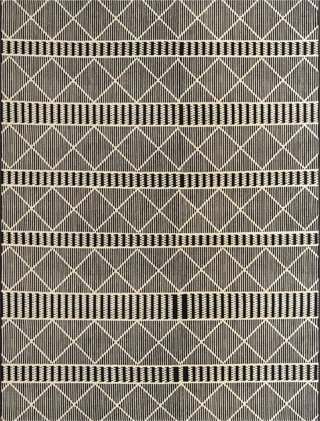 Black 7' 10 x 10' Outdoor Trellis Rectangle Area Rug Weather Resistant for Patio, Deck, Terrace, Balcony, Porch Geometric Design Water Safe Outside Carpet for Sale at Rug Engine