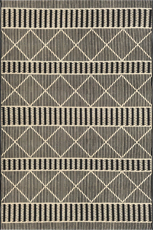 Black 5' 3 x 8' Outdoor Trellis Rectangle Area Rug Weather Resistant for Patio, Deck, Terrace, Balcony, Porch Geometric Design Water Safe Outside Carpet for Sale at Rug Engine