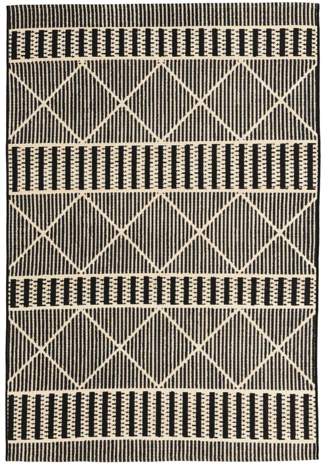 Black 4' x 6' Outdoor Trellis Rectangle Area Rug Weather Resistant for Patio, Deck, Terrace, Balcony, Porch Geometric Design Water Safe Outside Carpet for Sale at Rug Engine