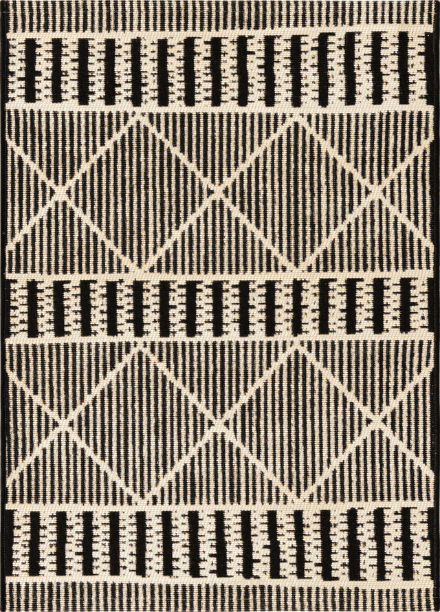 Black 2' x 3' Outdoor Trellis Rectangle Area Rug Weather Resistant for Patio, Deck, Terrace, Balcony, Porch Geometric Design Water Safe Outside Carpet for Sale at Rug Engine