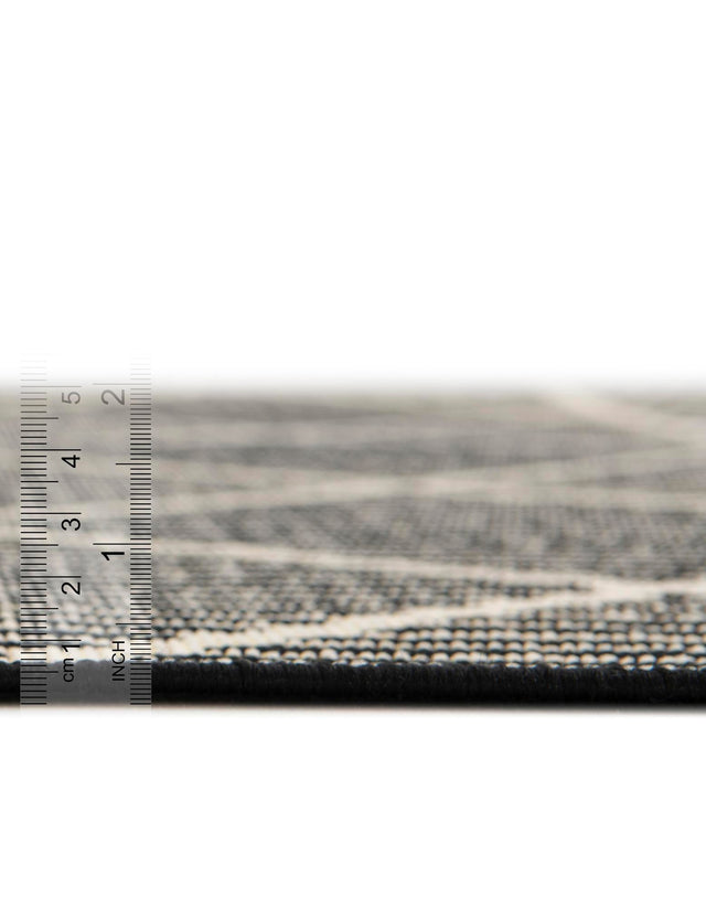 Black 7' 10 x 7' 10 Outdoor Trellis Square Area Rug Weather Resistant for Patio, Deck, Terrace, Balcony, Porch Geometric Design Water Safe Outside Carpet for Sale at Rug Engine