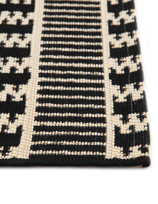 Black 10' x 10' Outdoor Trellis Square Area Rug Weather Resistant for Patio, Deck, Terrace, Balcony, Porch Geometric Design Water Safe Outside Carpet for Sale at Rug Engine