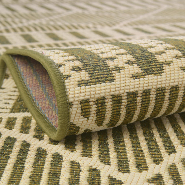 Green 6' x 6' Outdoor Trellis Square Area Rug Weather Resistant for Patio, Deck, Terrace, Balcony, Porch Geometric Design Water Safe Outside Carpet for Sale at Rug Engine