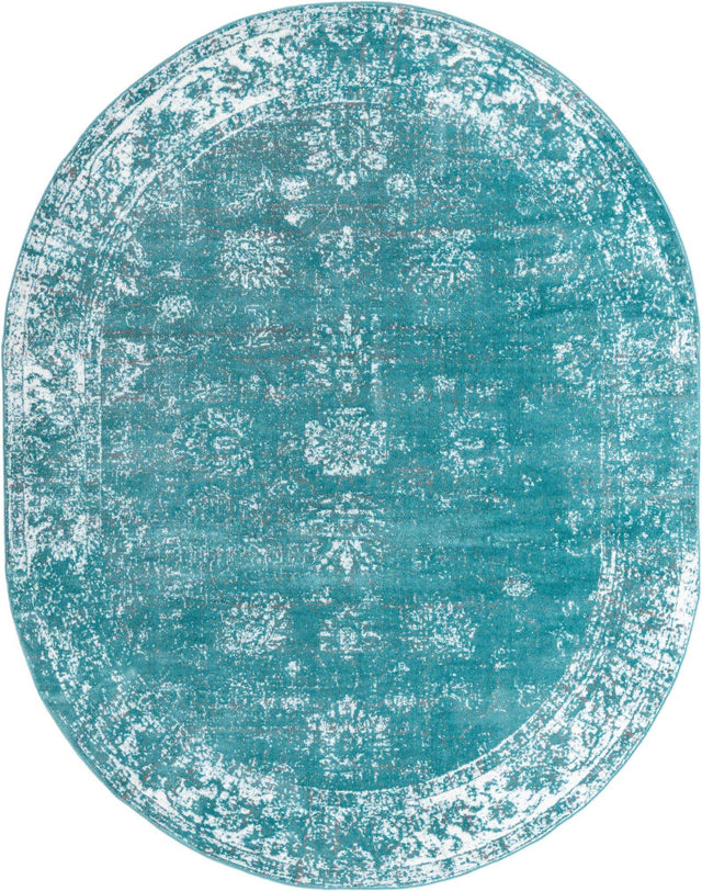 Turquoise 7' 10 x 10' Sofia Oval Area Rug Durable Easy Clean Stain Resistant Unique Carpet for Affordable Interior Home Design for Sale at Rug Engine