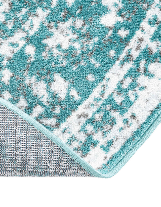 Turquoise 7' 10 x 10' Sofia Oval Area Rug Durable Easy Clean Stain Resistant Unique Carpet for Affordable Interior Home Design for Sale at Rug Engine