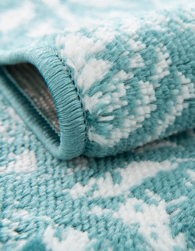 Turquoise 7' 10 x 10' Sofia Oval Area Rug Durable Easy Clean Stain Resistant Unique Carpet for Affordable Interior Home Design for Sale at Rug Engine