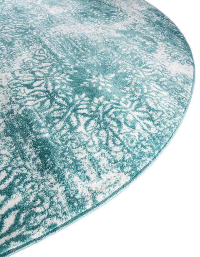 Turquoise 7' 10 x 10' Sofia Oval Area Rug Durable Easy Clean Stain Resistant Unique Carpet for Affordable Interior Home Design for Sale at Rug Engine