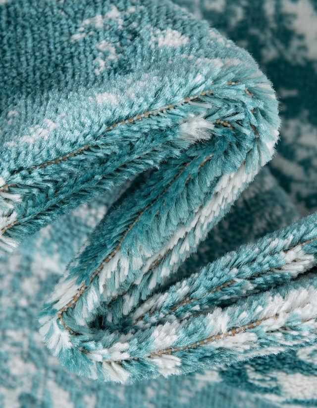 Turquoise 7' 10 x 10' Sofia Oval Area Rug Durable Easy Clean Stain Resistant Unique Carpet for Affordable Interior Home Design for Sale at Rug Engine