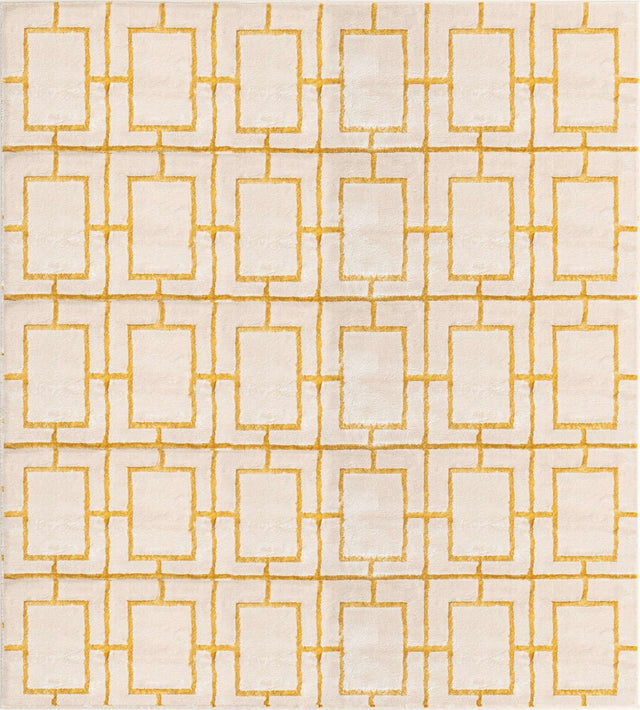 White Gold 7' 10 x 7' 10 Marilyn Monroe Glam Square Area Rug 70% Polypropylene & 30% Polyester Vivid Geometric Modern Carpet for Interior Home Decor for Sale at Rug Engine