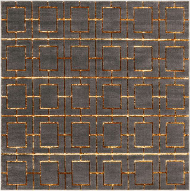 Gray Gold 7' 10 x 7' 10 Marilyn Monroe Glam Square Area Rug 70% Polypropylene & 30% Polyester Vivid Geometric Modern Carpet for Interior Home Decor for Sale at Rug Engine