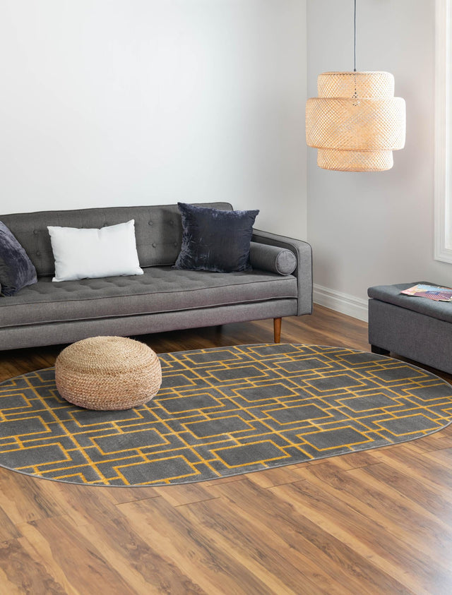 Gray Gold 4' 1 x 6' 1 Marilyn Monroe Glam Oval Area Rug 70% Polypropylene & 30% Polyester Vivid Geometric Modern Carpet for Interior Home Decor for Sale at Rug Engine