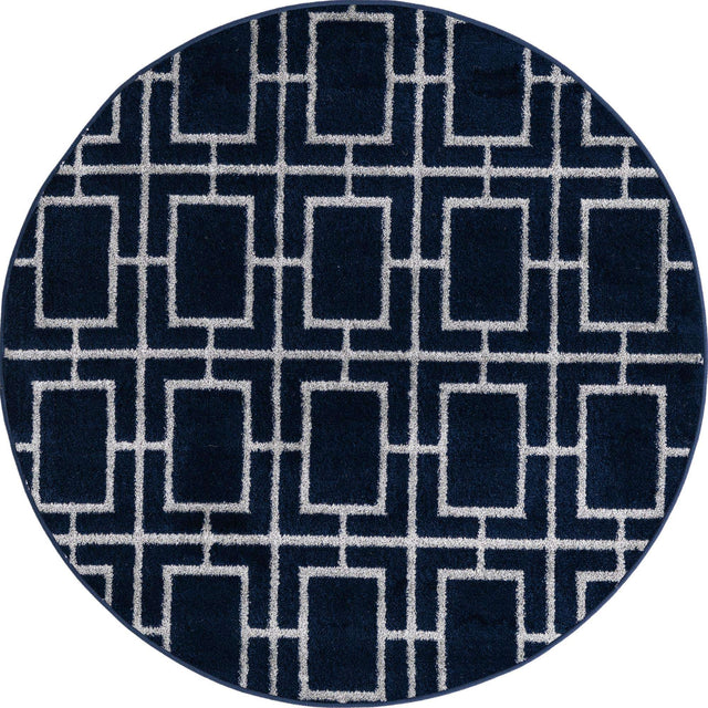 Navy Blue Silver 3' 1 x 3' 1 Marilyn Monroe Glam Round Area Rug 70% Polypropylene & 30% Polyester Vivid Geometric Modern Carpet for Interior Home Decor for Sale at Rug Engine