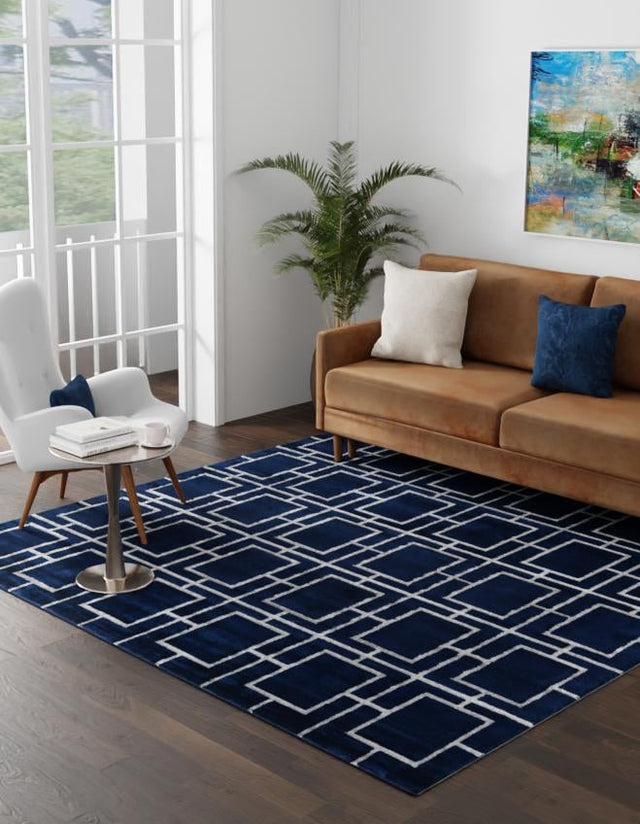 Navy Blue Silver 7' 10 x 7' 10 Marilyn Monroe Glam Square Area Rug 70% Polypropylene & 30% Polyester Vivid Geometric Modern Carpet for Interior Home Decor for Sale at Rug Engine