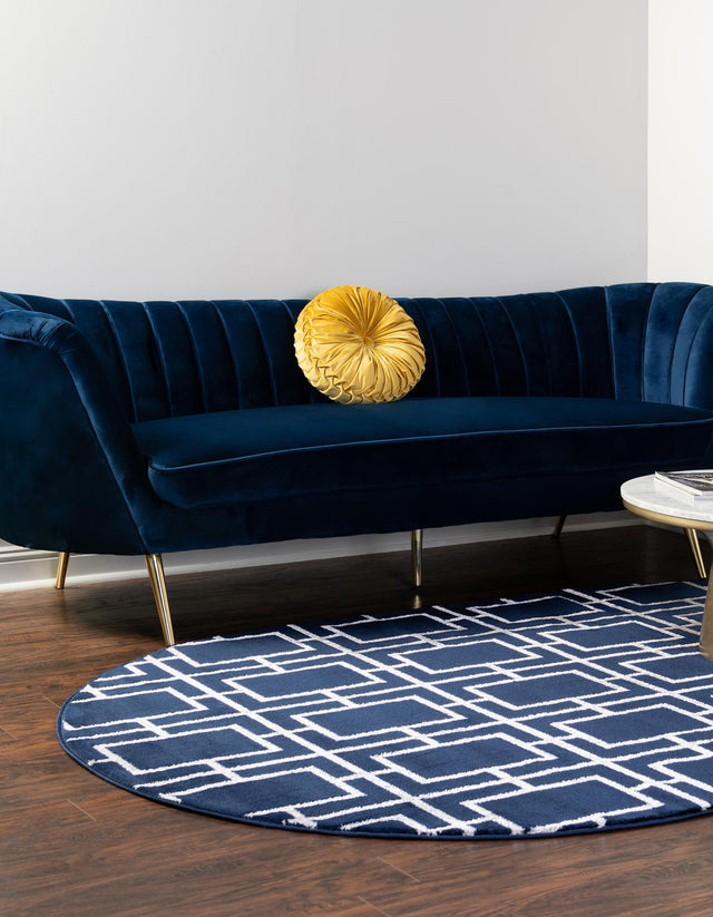 Navy Blue Silver 4' 1 x 6' 1 Marilyn Monroe Glam Oval Area Rug 70% Polypropylene & 30% Polyester Vivid Geometric Modern Carpet for Interior Home Decor for Sale at Rug Engine