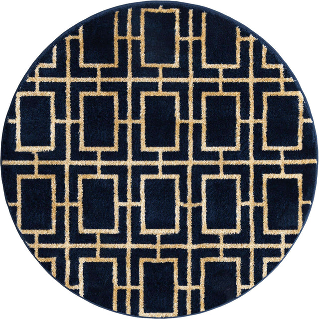 Navy Blue Gold 3' 1 x 3' 1 Marilyn Monroe Glam Round Area Rug 70% Polypropylene & 30% Polyester Vivid Geometric Modern Carpet for Interior Home Decor for Sale at Rug Engine