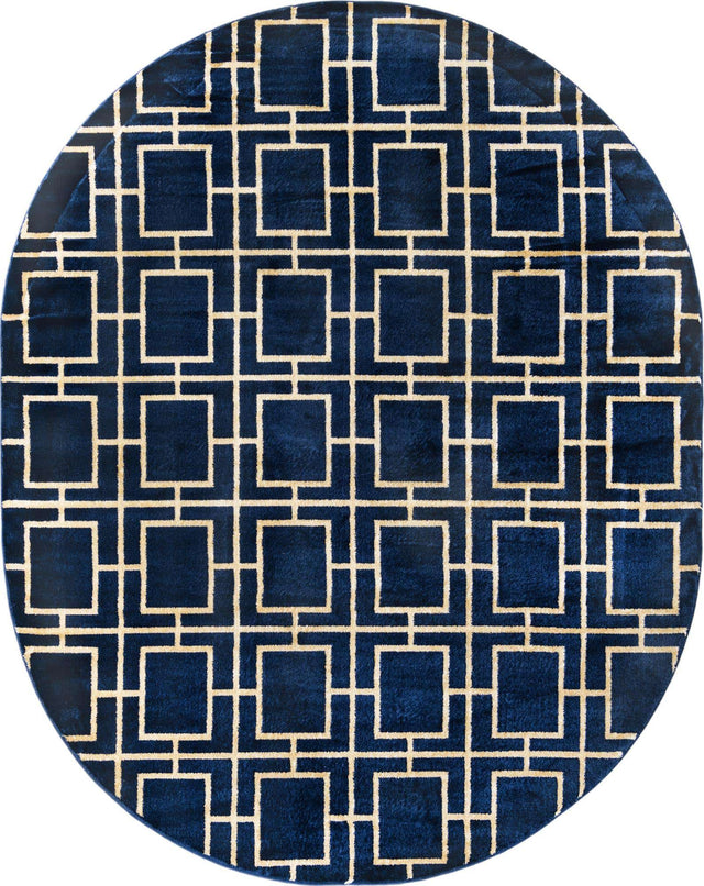 Navy Blue Gold 7' 10 x 10' Marilyn Monroe Glam Oval Area Rug 70% Polypropylene & 30% Polyester Vivid Geometric Modern Carpet for Interior Home Decor for Sale at Rug Engine