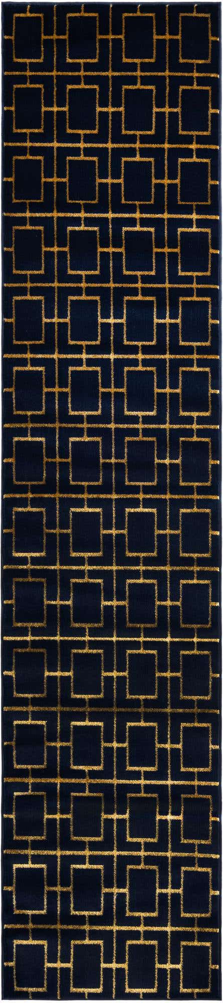 Navy Blue Gold 2' 7 x 12' Marilyn Monroe Glam Runner Area Rug 70% Polypropylene & 30% Polyester Vivid Geometric Modern Carpet for Interior Home Decor for Sale at Rug Engine
