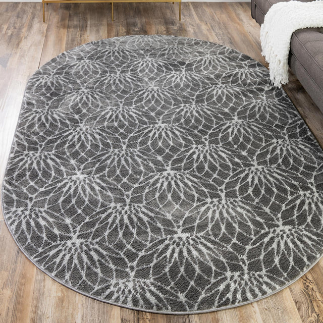 Gray Silver 4' 1 x 6' 1 Marilyn Monroe Glam Oval Area Rug 70% Polypropylene & 30% Polyester Vivid Geometric Modern Carpet for Interior Home Decor for Sale at Rug Engine