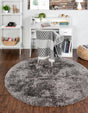 Slate 3' 3 x 3' 3 Marilyn Monroe Opulence Shag Round Area Rug Thick Soft Touch Fluffy & Plush Shaggy Pile
