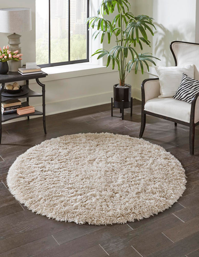 Blonde 7' 10 x 7' 10 Marilyn Monroe Opulence Shag Round Area Rug Thick Soft Touch Fluffy & Plush Shaggy Pile 100% Polyester Carpet for Living, Dining, Bedroom, Office for Sale at Rug Engine