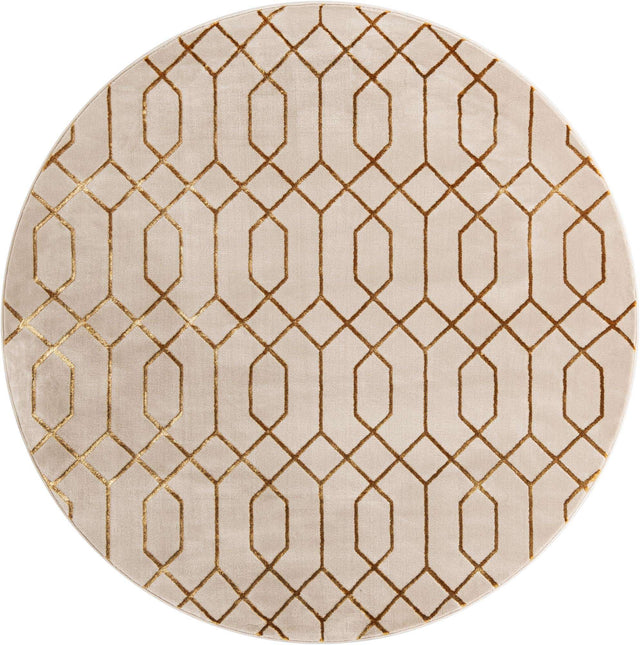 White Gold 7' 10 x 7' 10 Marilyn Monroe Glam Round Area Rug 70% Polypropylene & 30% Polyester Vivid Geometric Modern Carpet for Interior Home Decor for Sale at Rug Engine