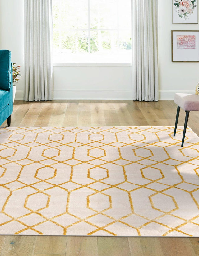 White Gold 7' 10 x 7' 10 Marilyn Monroe Glam Square Area Rug 70% Polypropylene & 30% Polyester Vivid Geometric Modern Carpet for Interior Home Decor for Sale at Rug Engine