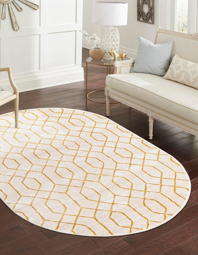 White Gold 4' 1 x 6' 1 Marilyn Monroe Glam Oval Area Rug 70% Polypropylene & 30% Polyester Vivid Geometric Modern Carpet for Interior Home Decor for Sale at Rug Engine