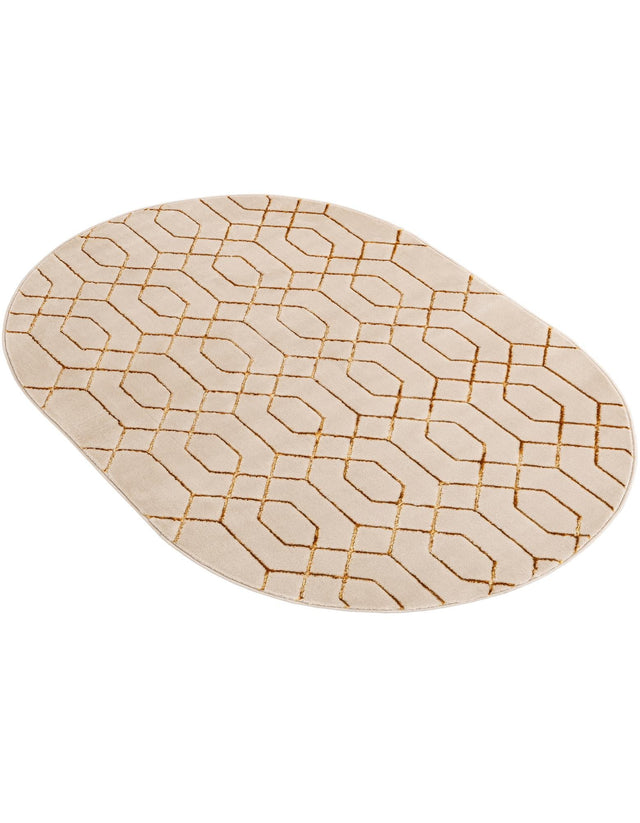White Gold 4' 1 x 6' 1 Marilyn Monroe Glam Oval Area Rug 70% Polypropylene & 30% Polyester Vivid Geometric Modern Carpet for Interior Home Decor for Sale at Rug Engine