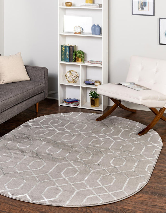 Gray Silver 7' 10 x 10' Marilyn Monroe Glam Oval Area Rug 70% Polypropylene & 30% Polyester Vivid Geometric Modern Carpet for Interior Home Decor for Sale at Rug Engine