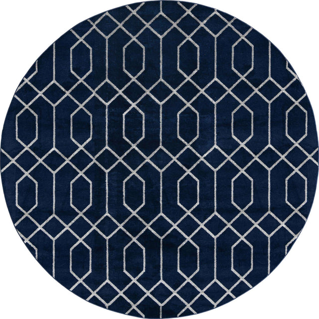 Navy Blue Silver 7' 10 x 7' 10 Marilyn Monroe Glam Round Area Rug 70% Polypropylene & 30% Polyester Vivid Geometric Modern Carpet for Interior Home Decor for Sale at Rug Engine