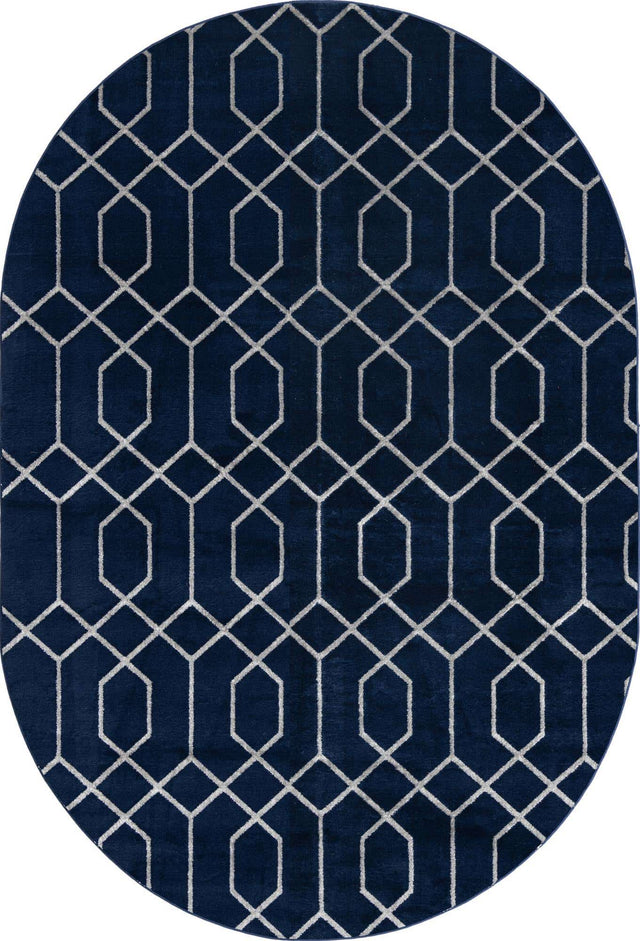 Navy Blue Silver 4' 1 x 6' 1 Marilyn Monroe Glam Oval Area Rug 70% Polypropylene & 30% Polyester Vivid Geometric Modern Carpet for Interior Home Decor for Sale at Rug Engine