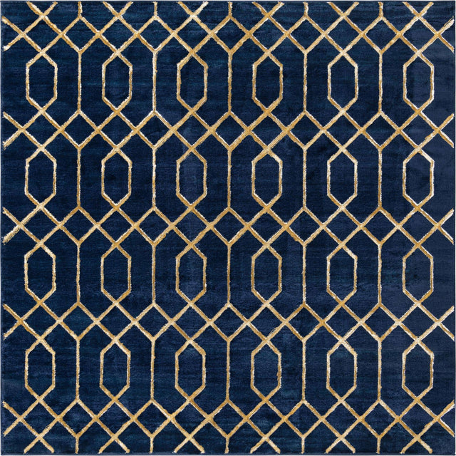 Navy Blue Gold 7' 10 x 7' 10 Marilyn Monroe Glam Square Area Rug 70% Polypropylene & 30% Polyester Vivid Geometric Modern Carpet for Interior Home Decor for Sale at Rug Engine