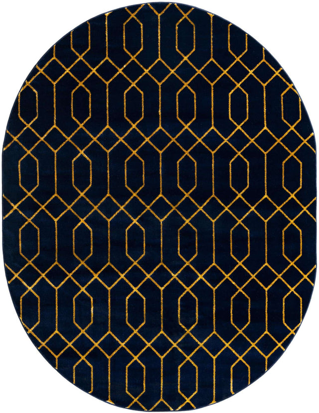 Navy Blue Gold 7' 10 x 10' Marilyn Monroe Glam Oval Area Rug 70% Polypropylene & 30% Polyester Vivid Geometric Modern Carpet for Interior Home Decor for Sale at Rug Engine