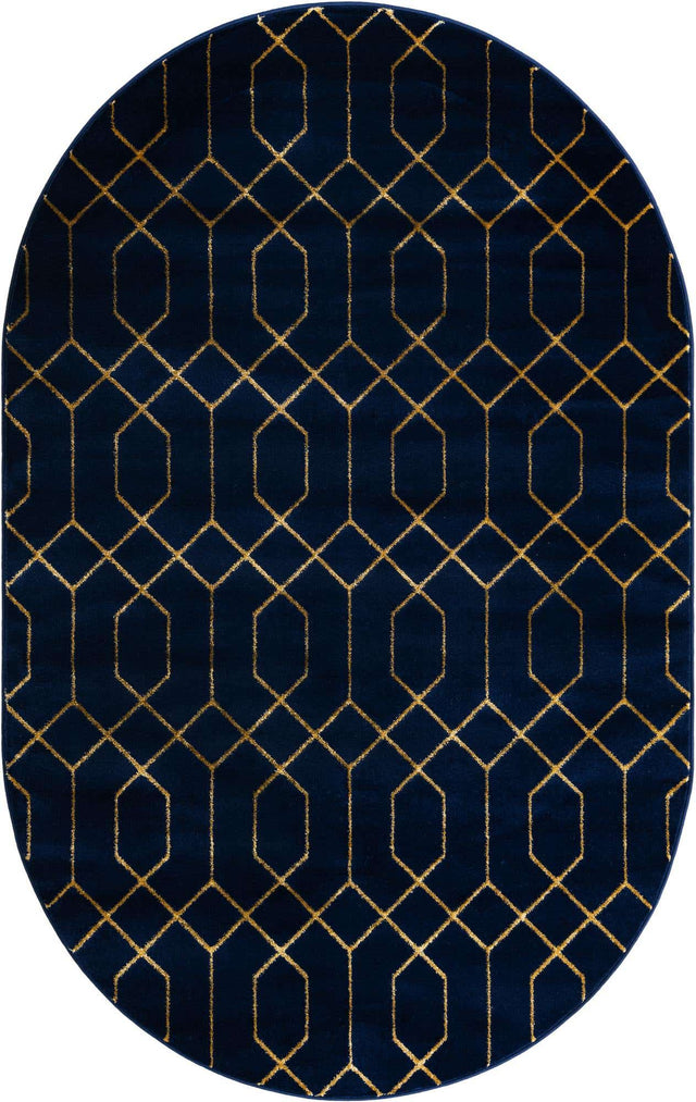 Navy Blue Gold 5' 3 x 8' Marilyn Monroe Glam Oval Area Rug 70% Polypropylene & 30% Polyester Vivid Geometric Modern Carpet for Interior Home Decor for Sale at Rug Engine