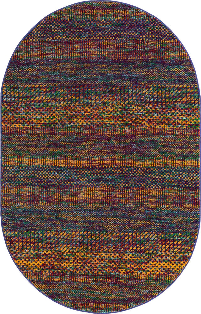 Multicolor 5' 3 x 8' Calypso Oval Area Rug 100% Polypropylene With Cotton Backing Colorful Vivid Traditional Design Carpet for Living Office Dining Rooms for Sale at Rug Engine