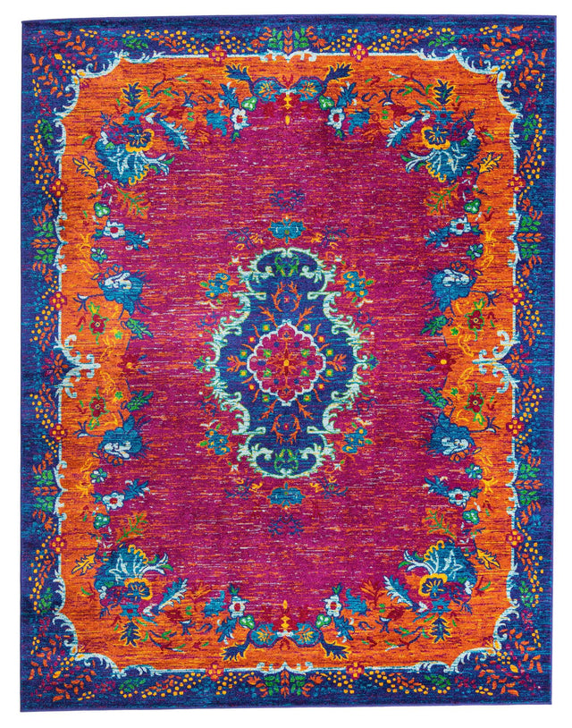 Fuchsia 7' 10 x 10' Calypso Rectangle Area Rug 100% Polypropylene With Cotton Backing Colorful Vivid Traditional Design Carpet for Living Office Dining Rooms for Sale at Rug Engine