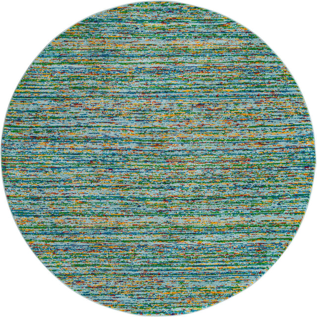 Aqua 7' 10 x 7' 10 Calypso Round Area Rug 100% Polypropylene With Cotton Backing Colorful Vivid Traditional Design Carpet for Living Office Dining Rooms for Sale at Rug Engine