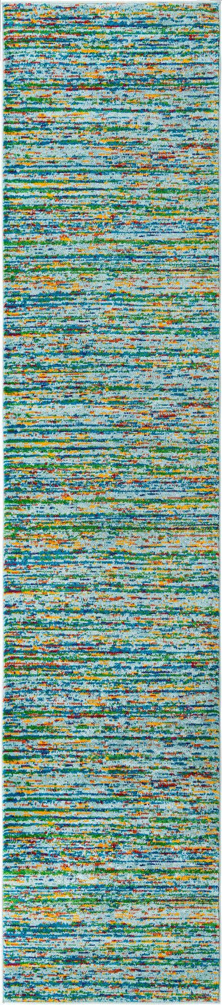 Aqua 2' 7 x 12' Calypso Runner Area Rug 100% Polypropylene With Cotton Backing Colorful Vivid Traditional Design Carpet for Living Office Dining Rooms for Sale at Rug Engine