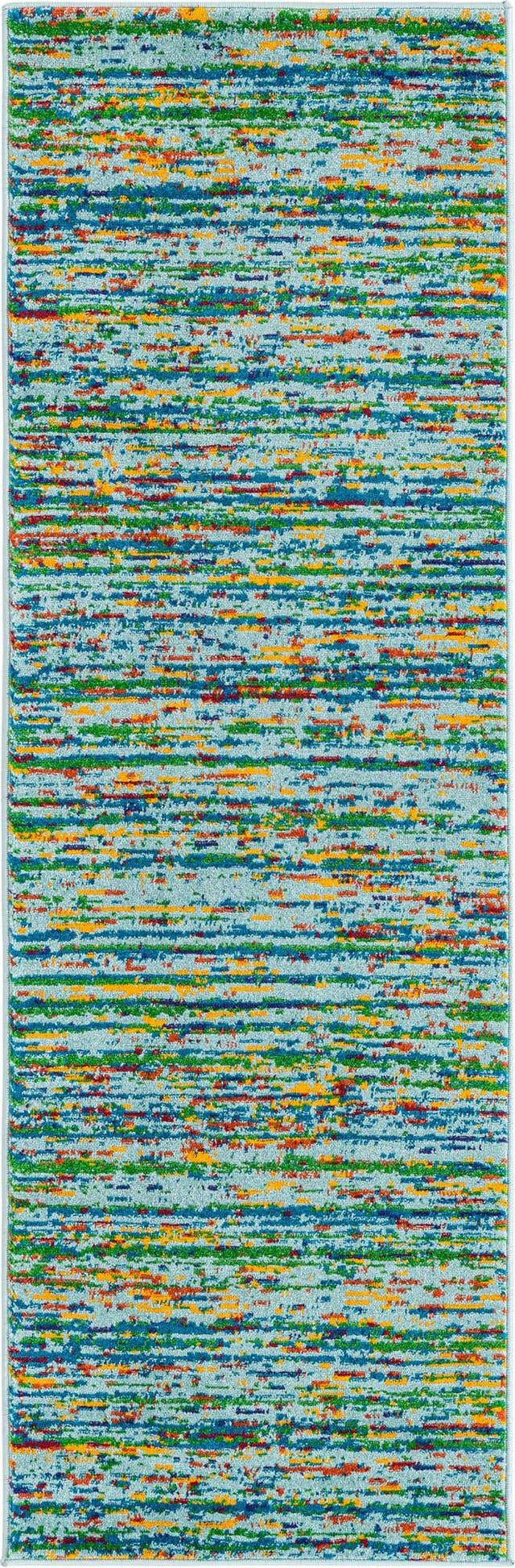 Aqua 2' x 6' Calypso Runner Area Rug 100% Polypropylene With Cotton Backing Colorful Vivid Traditional Design Carpet for Living Office Dining Rooms for Sale at Rug Engine