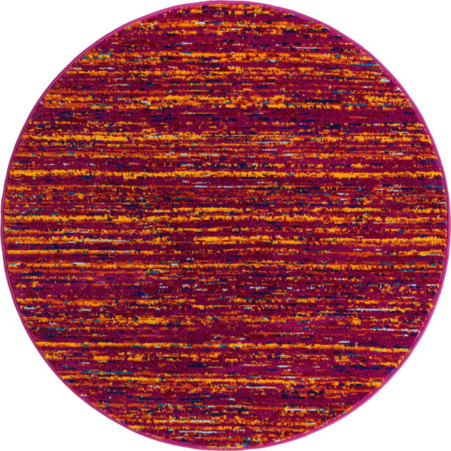 Pink 4' x 4' Calypso Round Area Rug 100% Polypropylene With Cotton Backing Colorful Vivid Traditional Design Carpet for Living Office Dining Rooms for Sale at Rug Engine